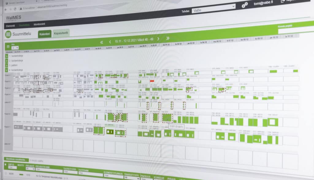 Precast wall production planning on display