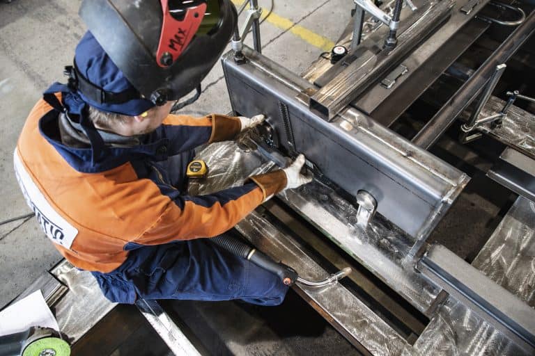 Precast wall table production at Elematic Finland mold factory.