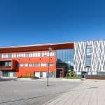 Precast school bulding with graphic concrete facade, Kangasala, Finland
