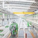 Precast plant in Iraq, hollow core concrete slab production on an Elematic production line