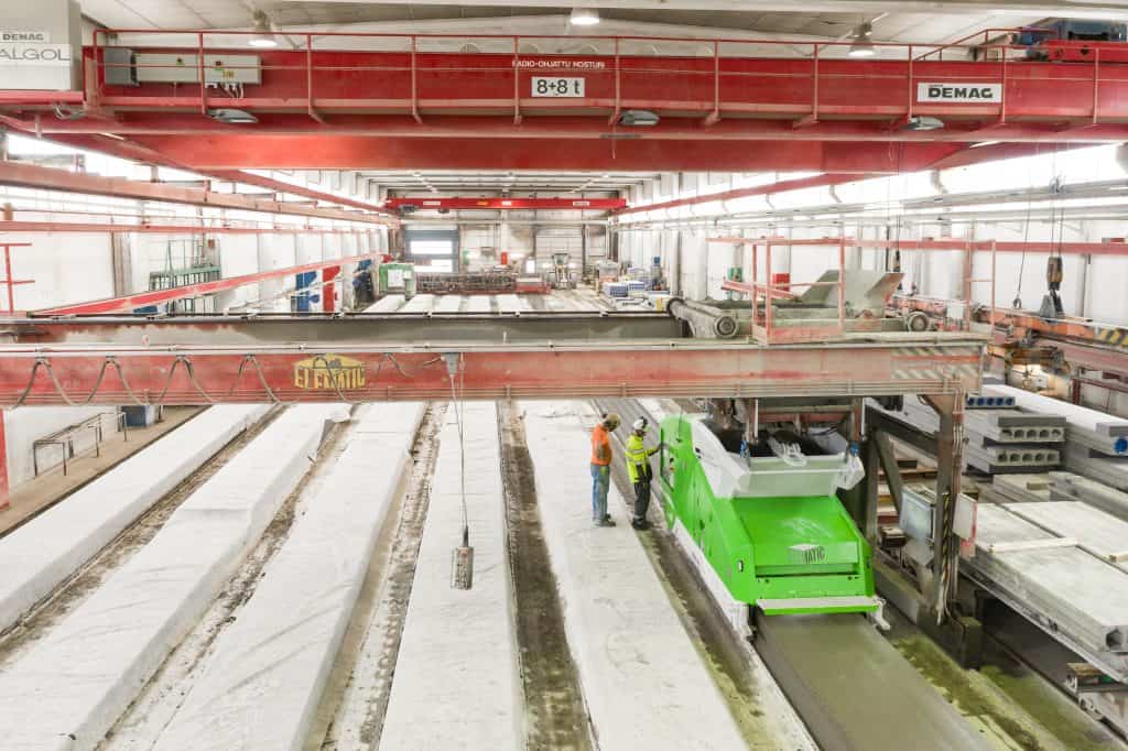 Hollow core slab production line and Elematic Extruder E9, Parma, Nurmijärvi factory, Finland