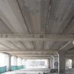 Precast beams, columns and hollow core slabs in an office building