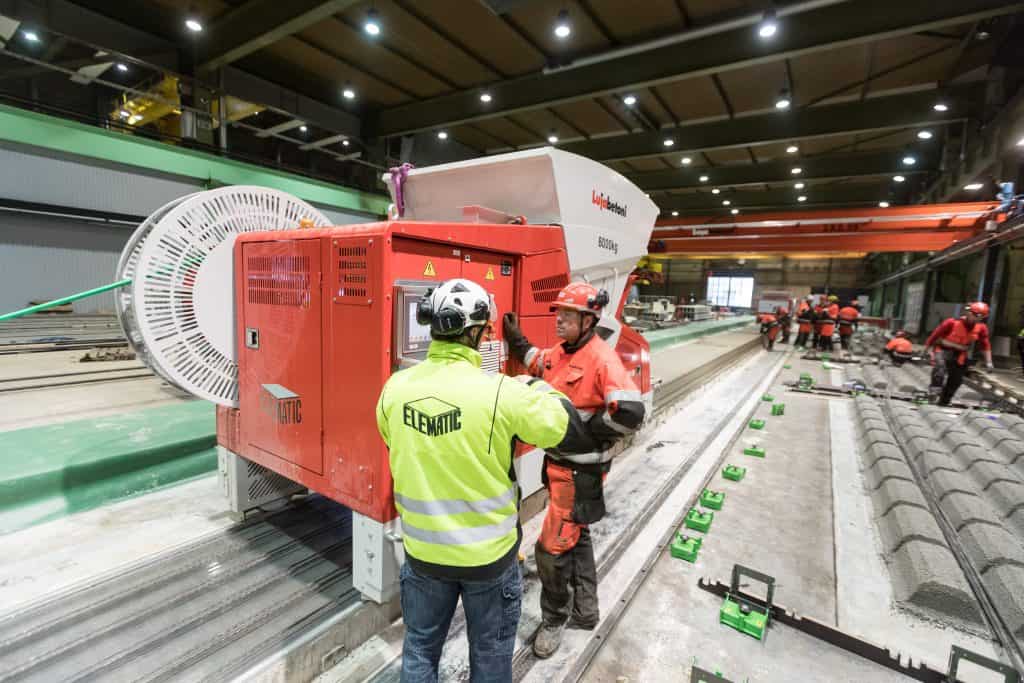 Hollowcore slab production line, Lujabetoni Järvenpää, Finland