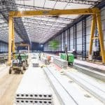 Concrete slab production on Elematic SEMI Floor precast hollow core line