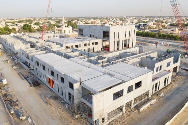 Precast concrete building method used in a school building in Dubai, UAE