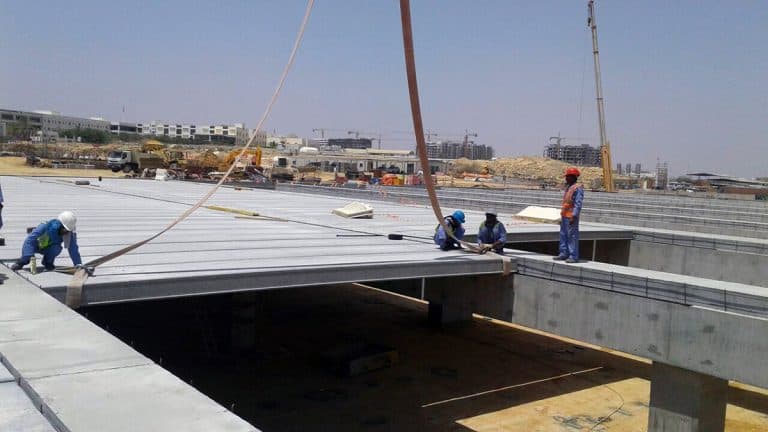 Hollow core slab installation