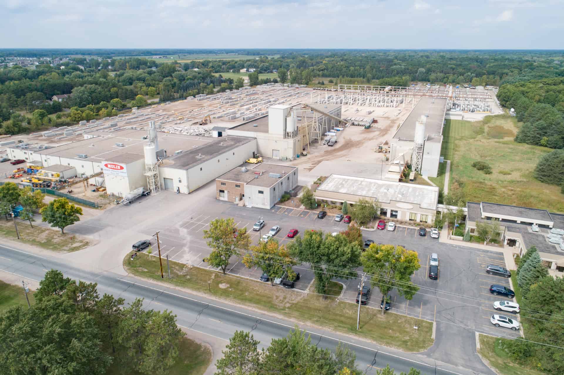 Molin Concrete's precast element stockyard.