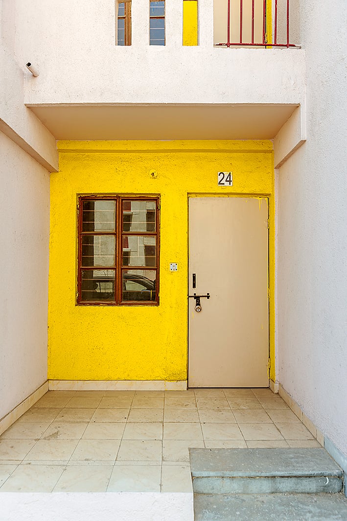 A door of an affordable housing