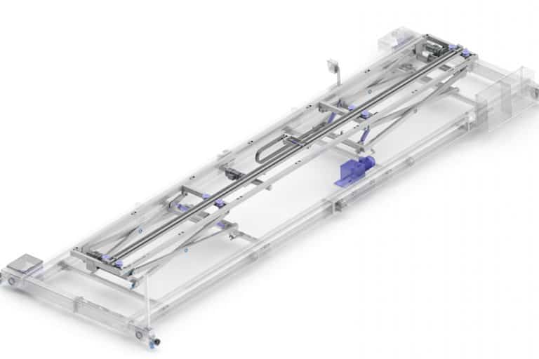 Elematic pallet transfer module for half-slab long line