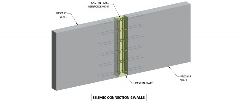 Precast joint for seismic area: 2 walls connection