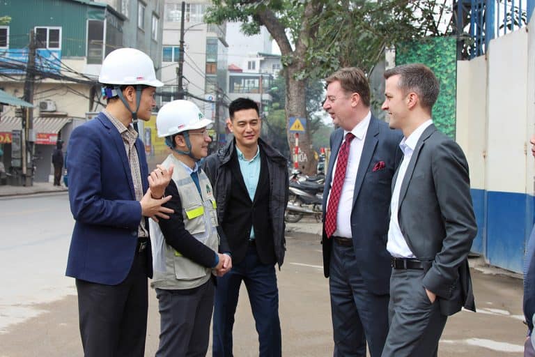 Matthias Jonas, Rieckermann (right) and Ismo Kallio, Elematic visiting Xuan Mai in Vietnam.