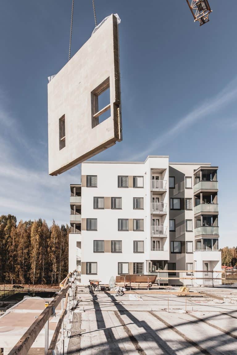 A precast construction site in Finland.