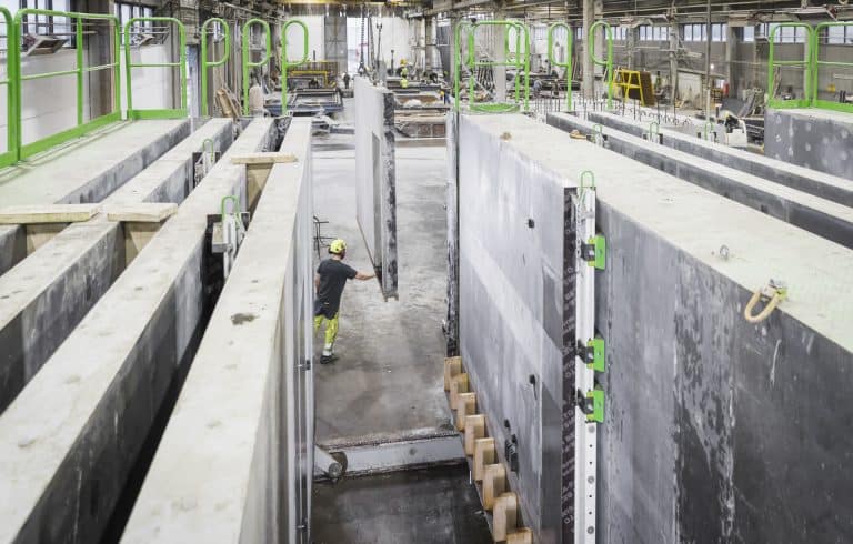 Elematic battery mold at Kouvolan Betoni's precast wall plant.