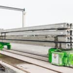 Automatic hollow core slab transportation at Contiga precast plant in Norway