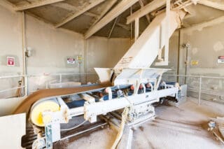 Inside a batching and mixing plant