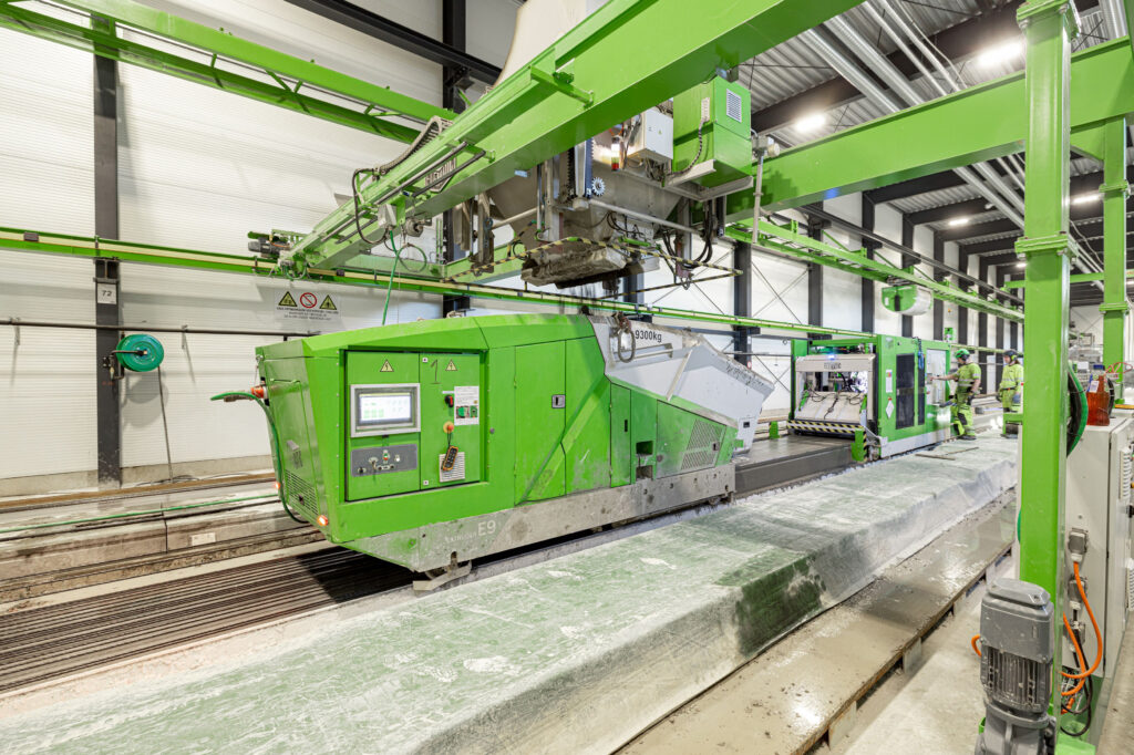 Precast hollow core production at Contiga with Elematic Extruder E9 and Modifier E9