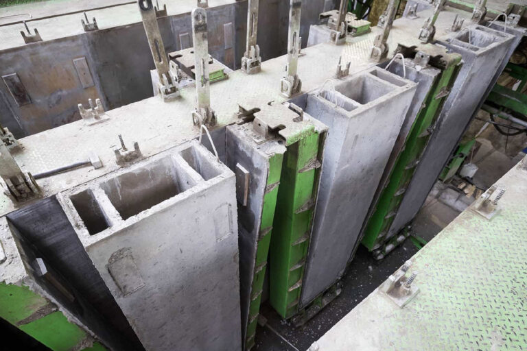 Ventilation shaft mold in use at a precast plant.