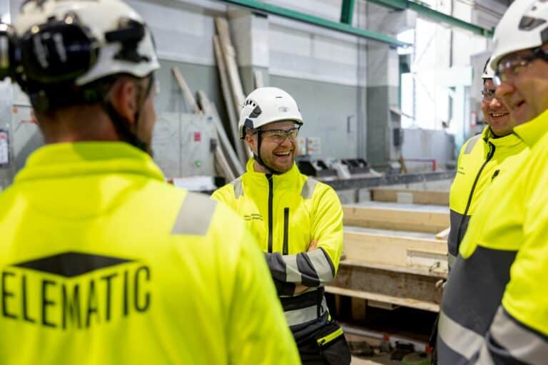 Elematic service team smiling and maintaining precast production