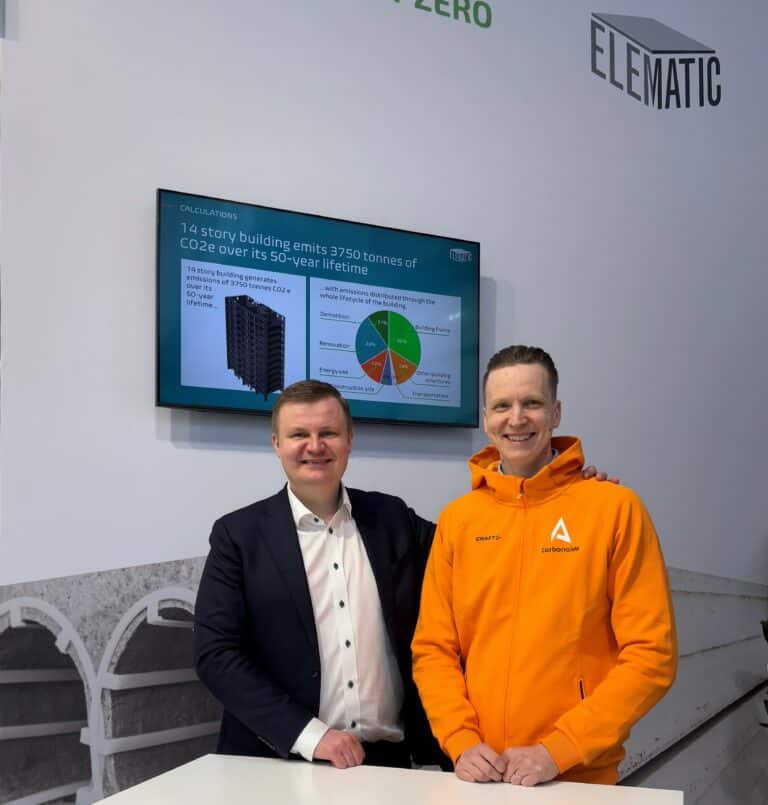 Elematic CEO Teppo Voutilainen and Carbonaide CEO Tapio Vehmas