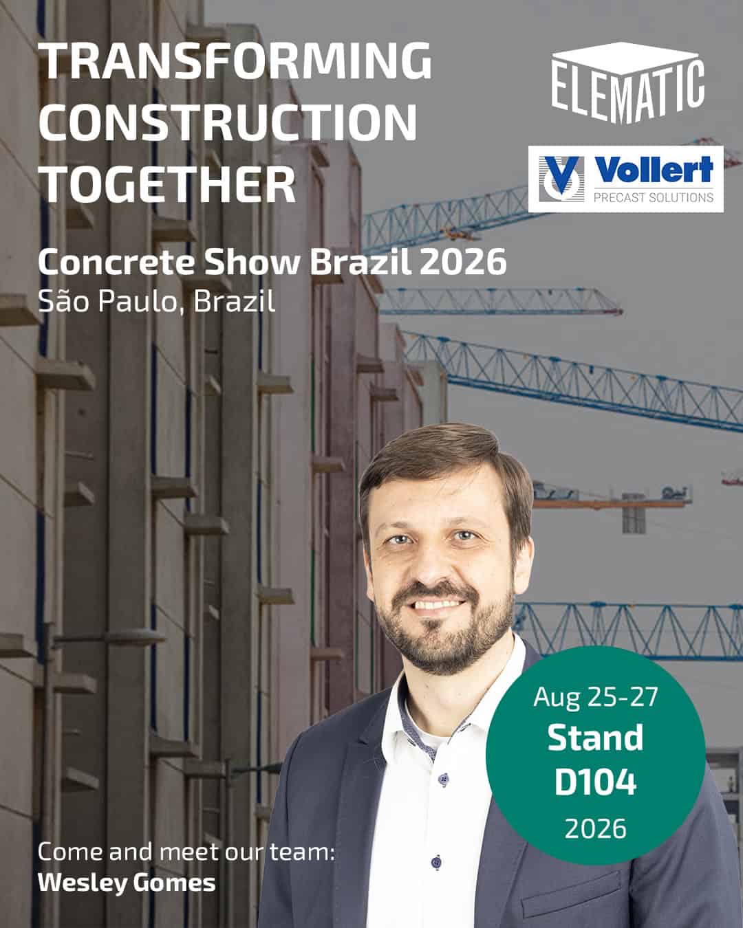 Estamos ansiosos para encontrá-lo na Concrete Show, no estande D104!